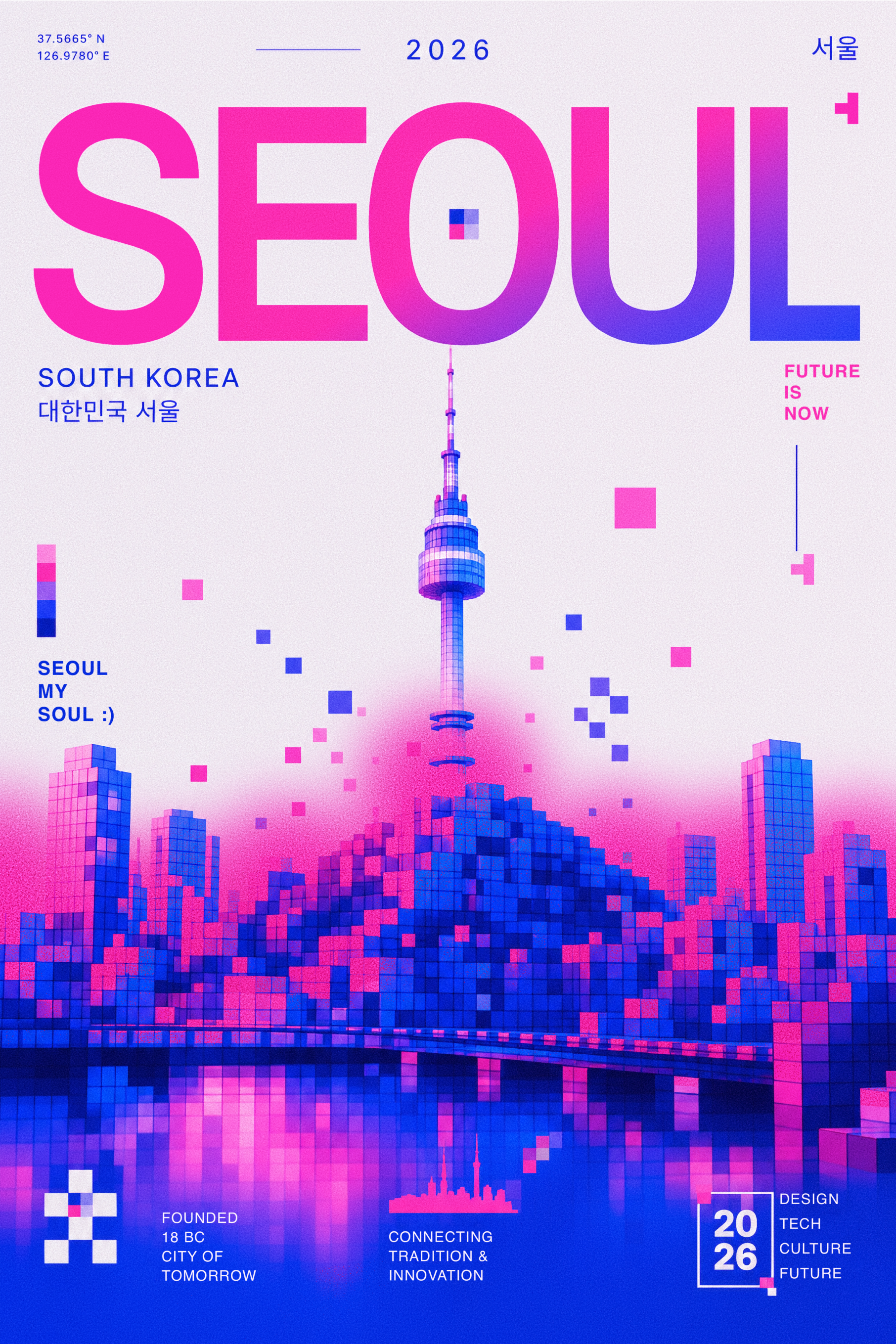 poster SEOUL branding design dribbble graphic design illustration poster typography