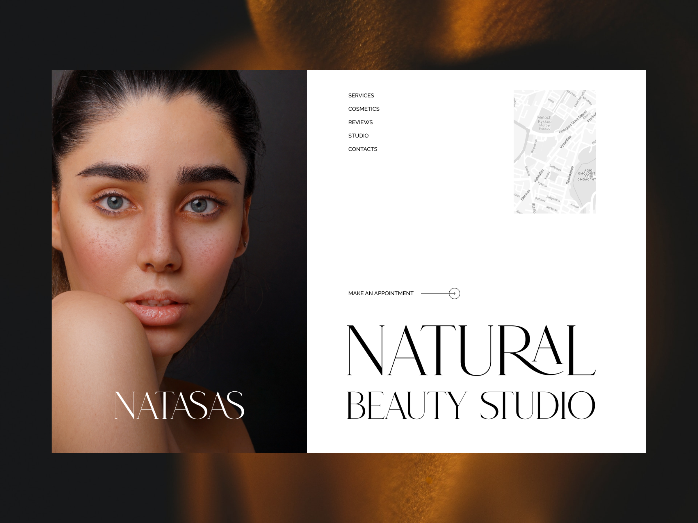 Beauty studio concept beauty landing natural studio ui web