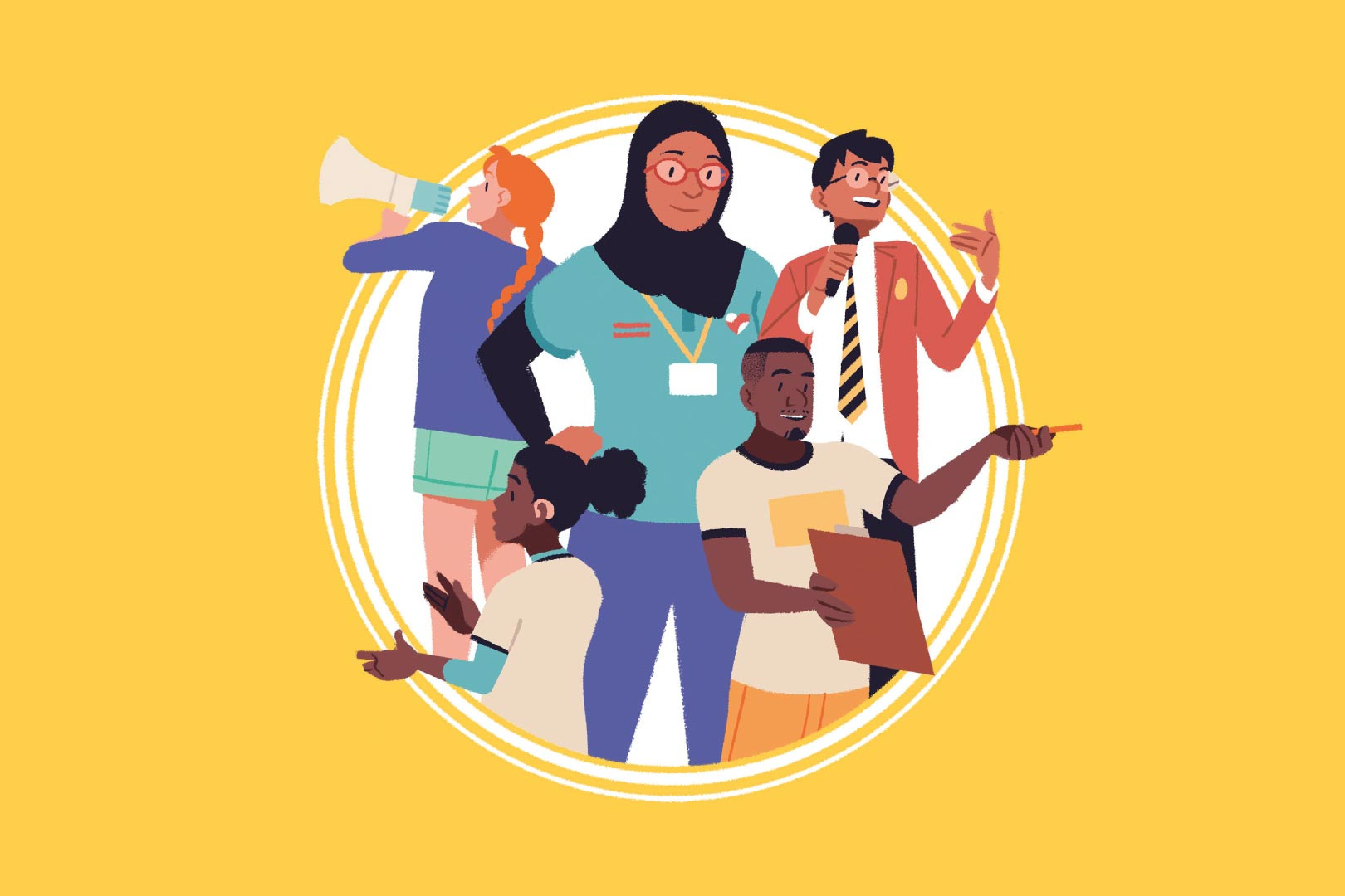A report championing the voices of young leaders illustration layout print production report report design report layout report layout design report pdf