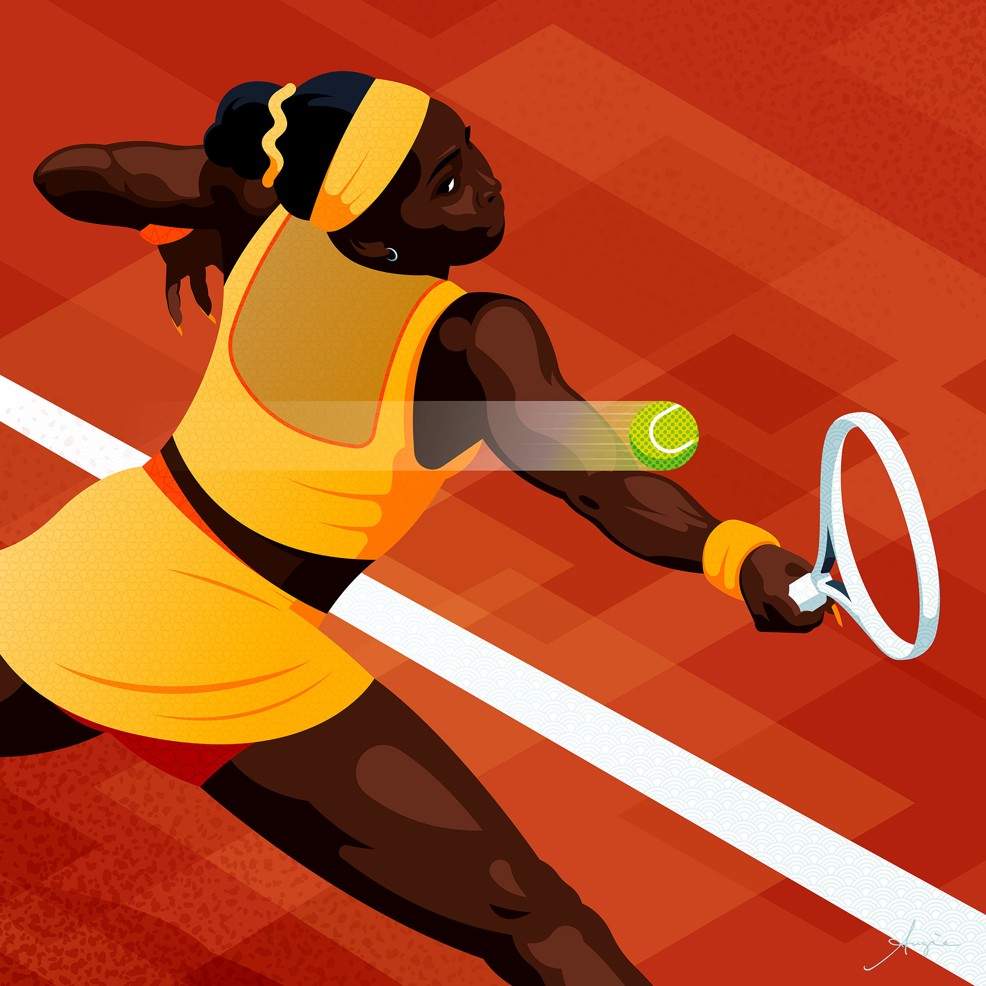 Daily Art - Coco Gauff adobe illustrator coco gauff contrast daily art daily art coco gauff flat design illustration orange red sports tennis vector vector illustration woman yellow