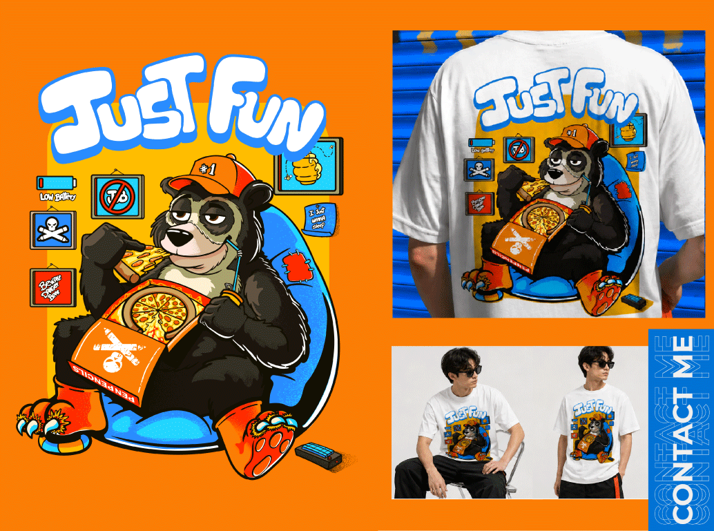 T-Shirt Design Lazy Bear Character for Apparel Brand aapparel apparel design character design clothing design digital illustration illustration print design streetwear tshirt design vector vector illustration vintage illustration