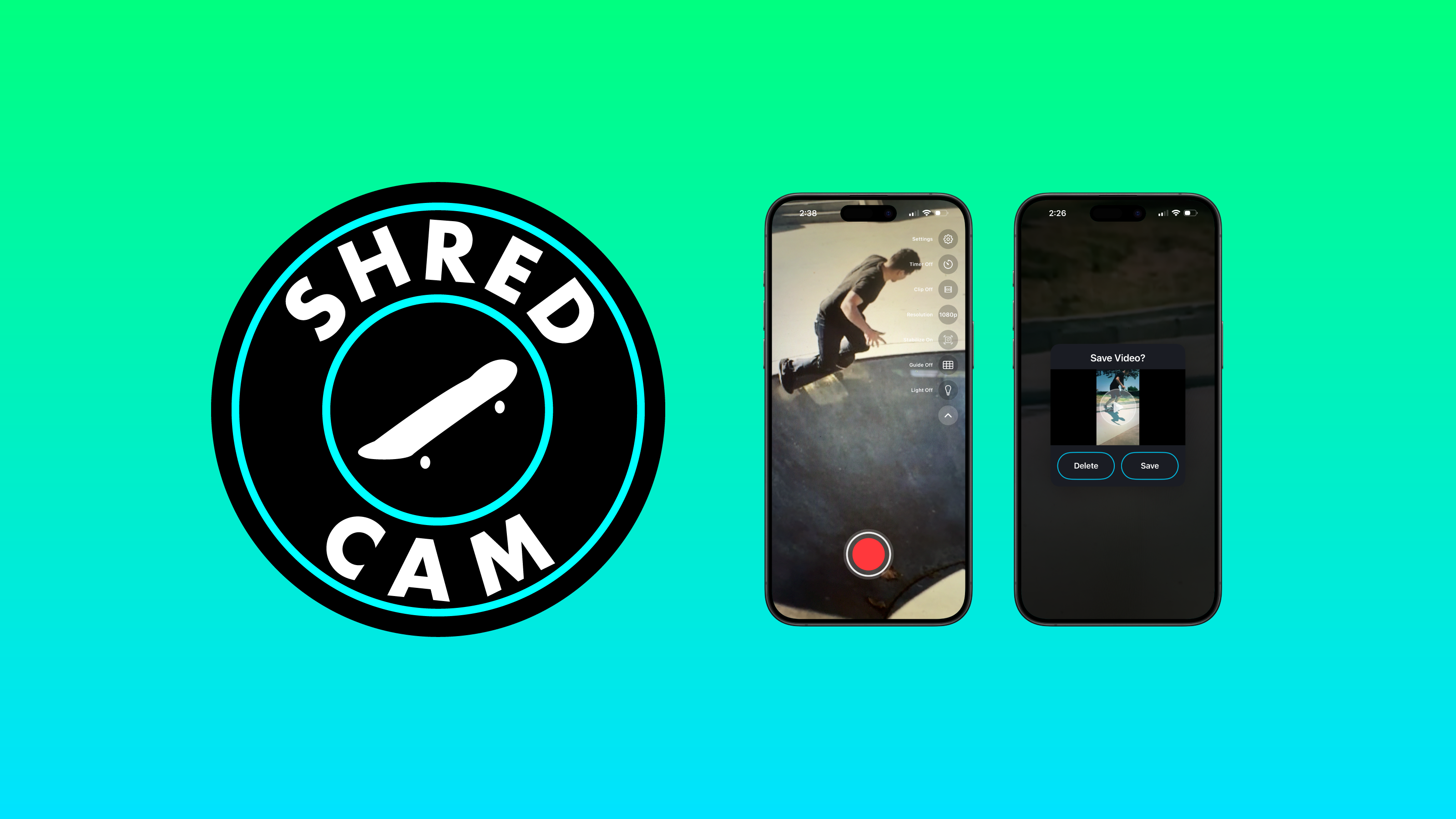 ShredCam - Skate Camera app design mobile app ui