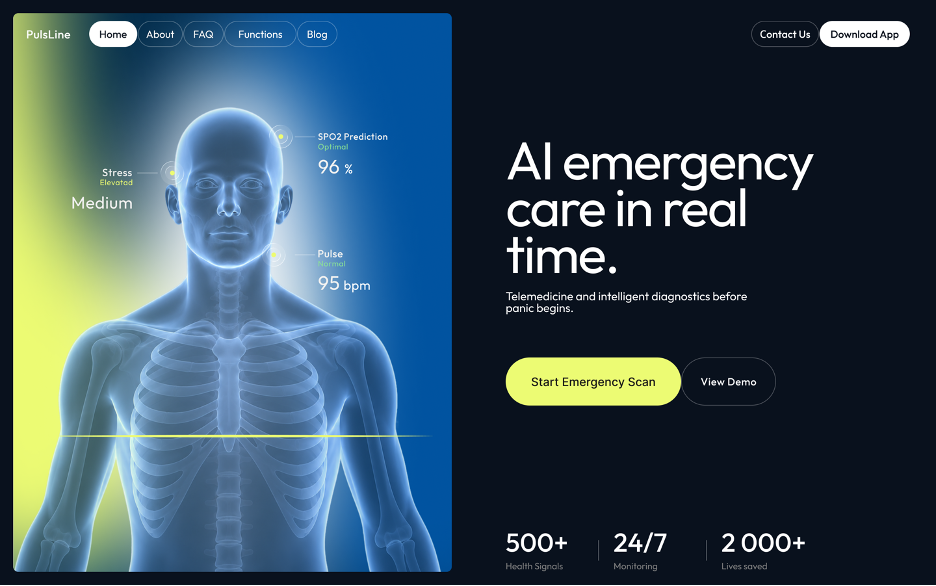 PulsLine - AI Emergency Care Landing Page