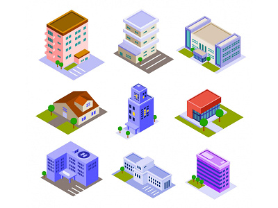 Building Isometric Icons building building icon building illustration free download free icon free vector freebie illustration illustrator isometric icon vector vector design vector download