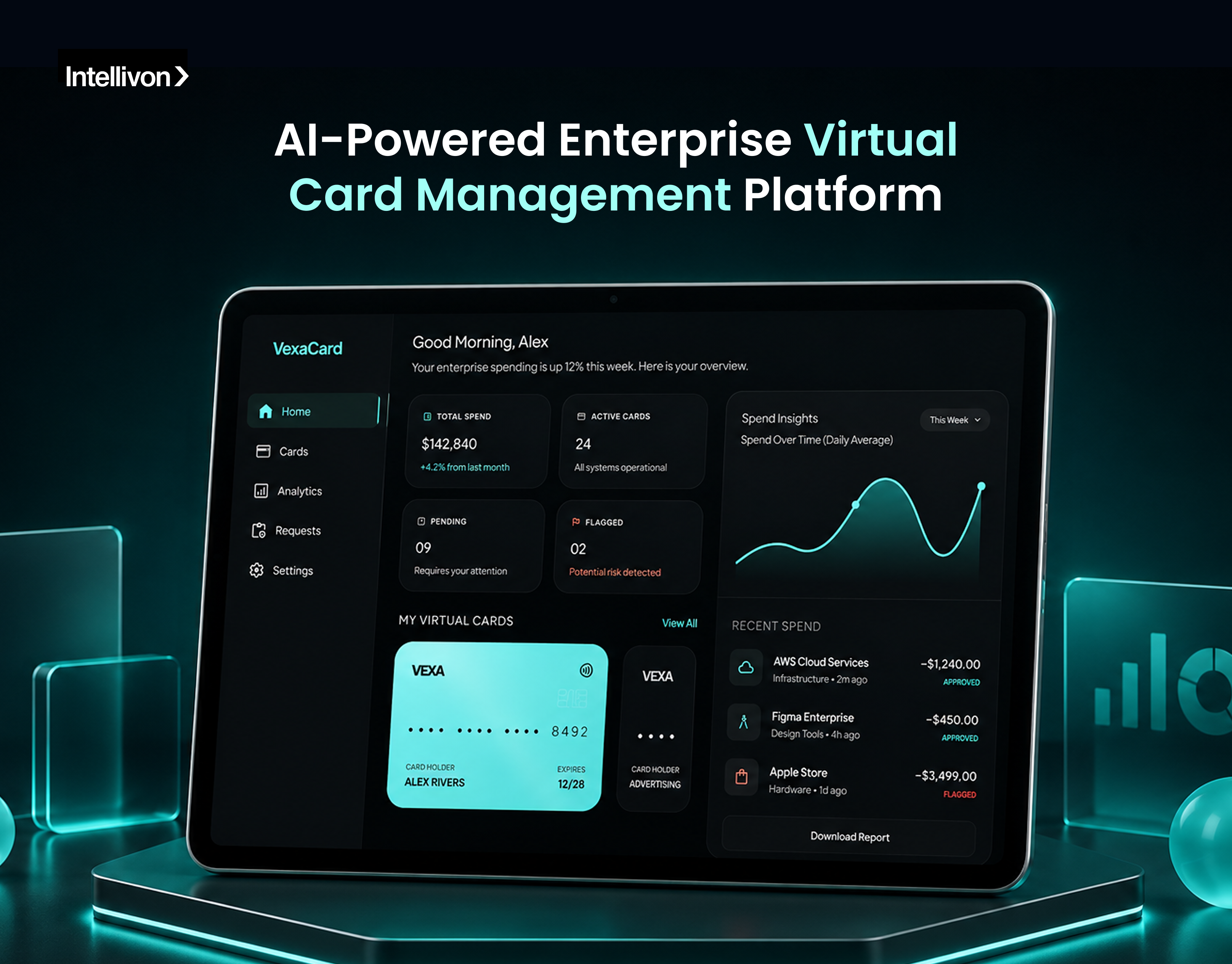 AI-Powered Enterprise Virtual Card Management Platform ai aiautomation b2b branding card management dashboard design design system dribbble fintech fintechdesign productdesign saas ui ux virtualcard webappdesign