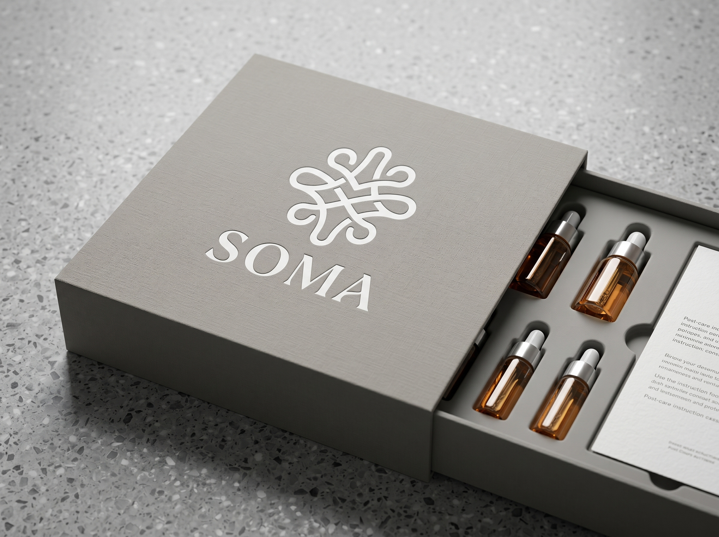 SOMA Clinic - Ultra-Premium Brand Identity & Visual System architectural signage brand guidelines brand identity clean ui ux continuous line logo corporate identity cosmetic packaging dls design editorial layout identity system logo design luxury identity medical spa branding minimalist branding modern serif premium packaging stationery design typography grid visual system wellness brand