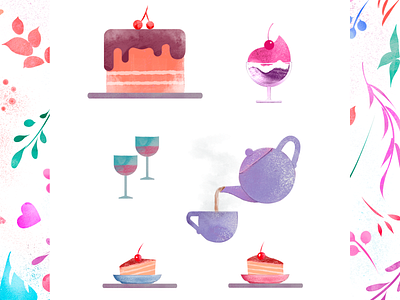 Illustration - 6 cake dessert flat design food ice cream illustration pastry