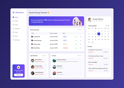 Educational Platform Dashboard | UI/UX branding calendar dashboard design education logo marketing platform profile sidebar tabs template ui ux