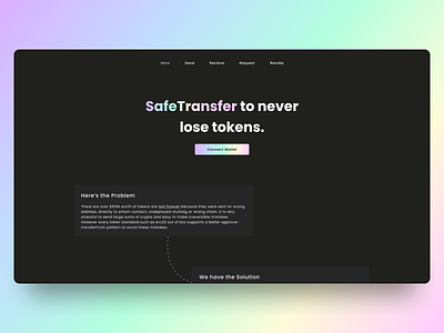 SafeTransfer Landing Page Redesign app blockchain concept concept design design erc20 eth ethereum figma landing page ui uidesign web web design web3