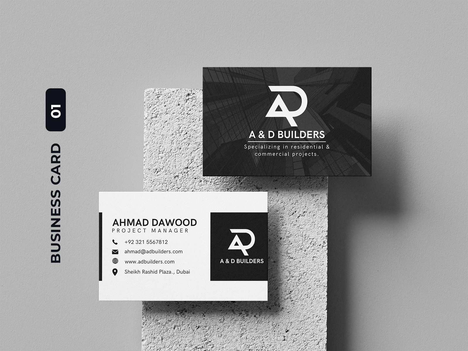 A&D Builders – Foundations of Trust Card architecturalbranding artdirection blackandwhite brandidentity brandingdesign businesscard constructiondesign contractorcard corporateidentity design designservice freelancedesign graphic design logo minimaldesign printdesign professionaldesign