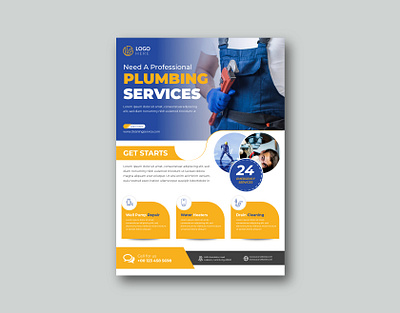 Plumbing service flyer design template branding creative design designer graphic design illustration logo