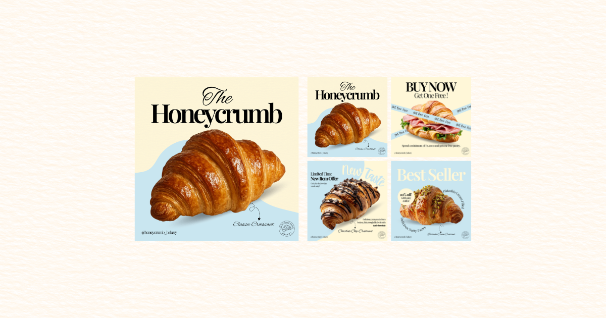 The Honeycrumb Croissant Social Media Design🥐✨🤎 bakery branding brand marketing branding editorial design food advertising graphic design instagram carousel marketing campaign pastry promotion product showcase social media design ui