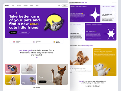 Petsy - home for pet lovers animal animals cats design dogs landing landingpage pet pets photo ui uidesign ux violet web webdesign