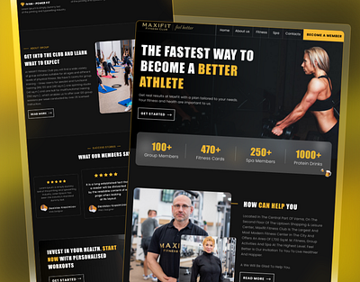 🏋🏼 Fitness - Landing page | Design Concept concept dark dark design design fitness landing page maxfit sport trainers ui ui concept uiux ux ux research yellow