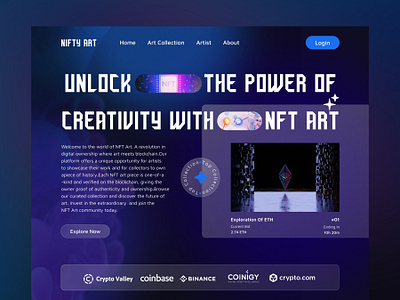 NIFTY Art NFT Landing Page UI crypto dark ui nft nft art nft web ui ui ux web