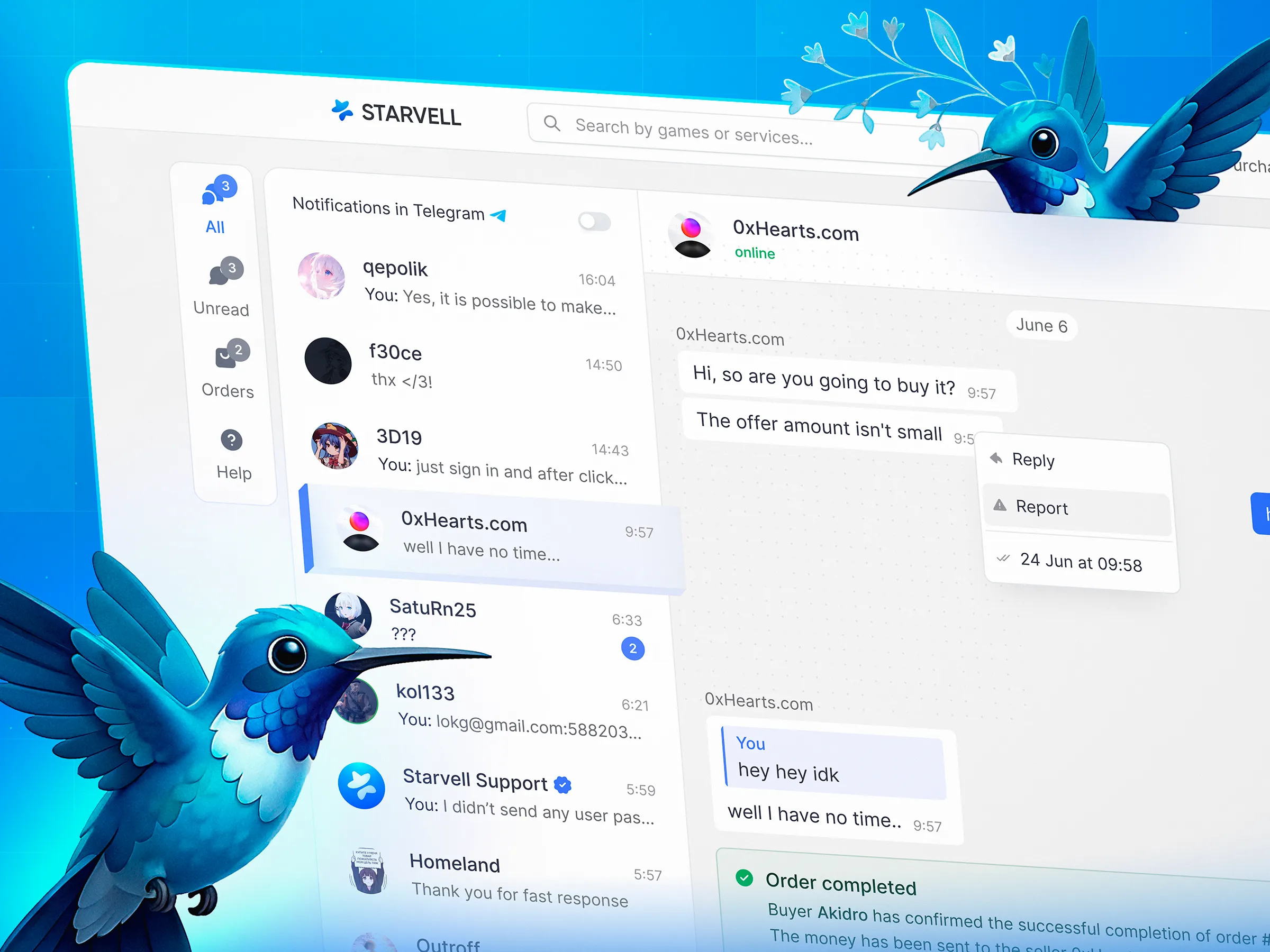 Example of 💬 Gaming Messenger UI - Starvell Messages Page | Digital Market