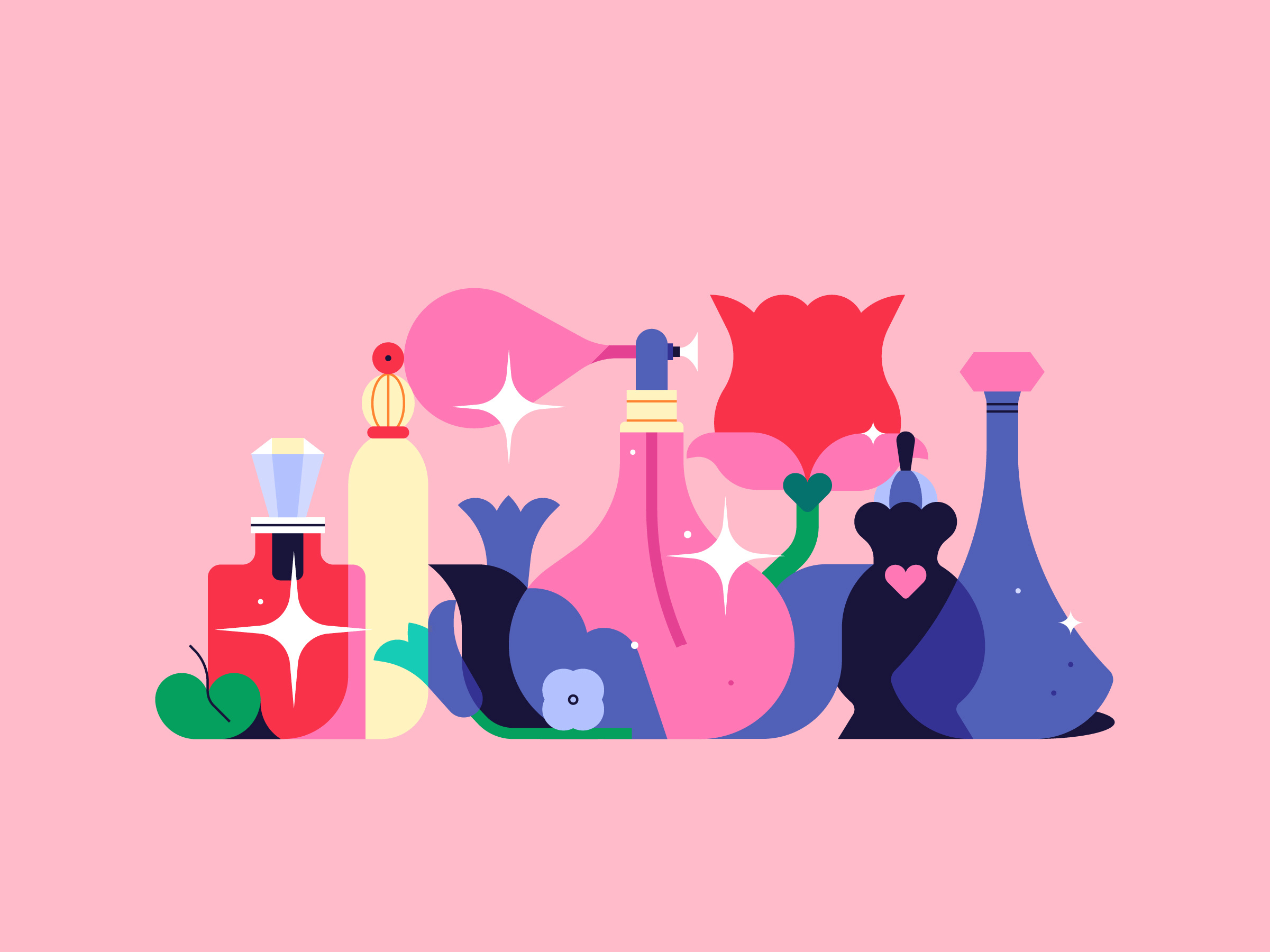Beauty brand illustration. Part 2 2d illustration bauhaus beauty illustration bold colors botanical illustration branding illustration decorative art editorial illustration flat illustration floral illustration flower geometric flowers geometric illustration minimal illustration parfum playful design vector art vector design vector illustration