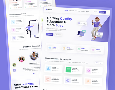 👨‍🏫 eLearning - Landing page | Design Concept 3d branding concept design learn learning online purple school ui uiux uiuxdesign ux work