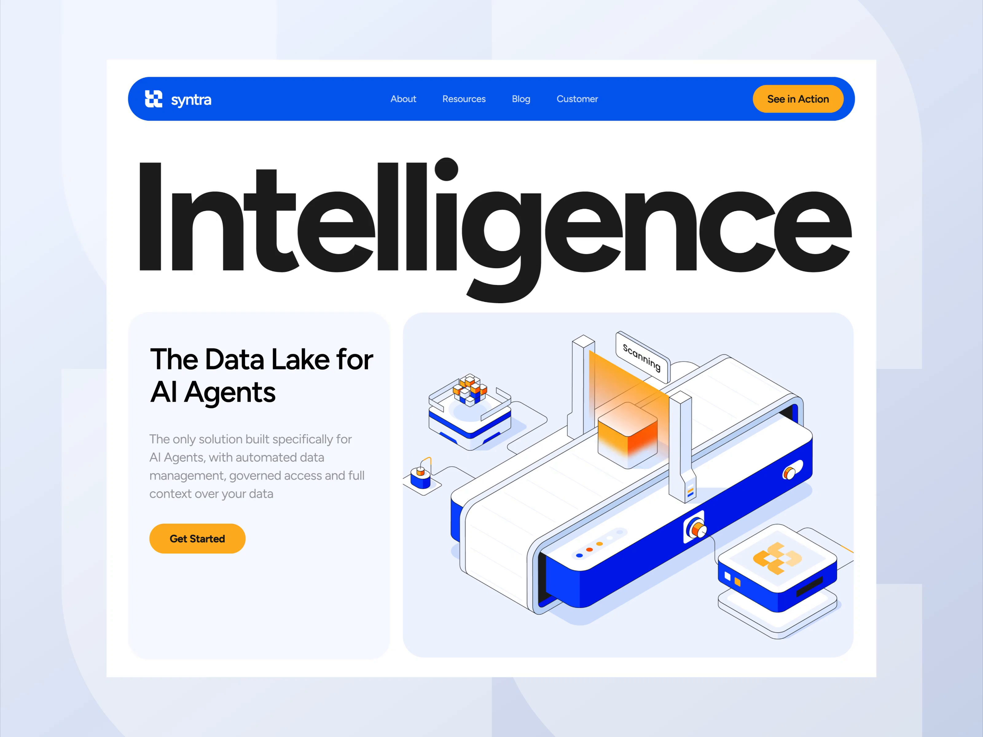Syntra - Intelligent Data Lake for AI Agents - Website animation