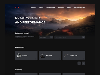 Home page design for the auto parts manufacturer. auto clean ui ux web web design