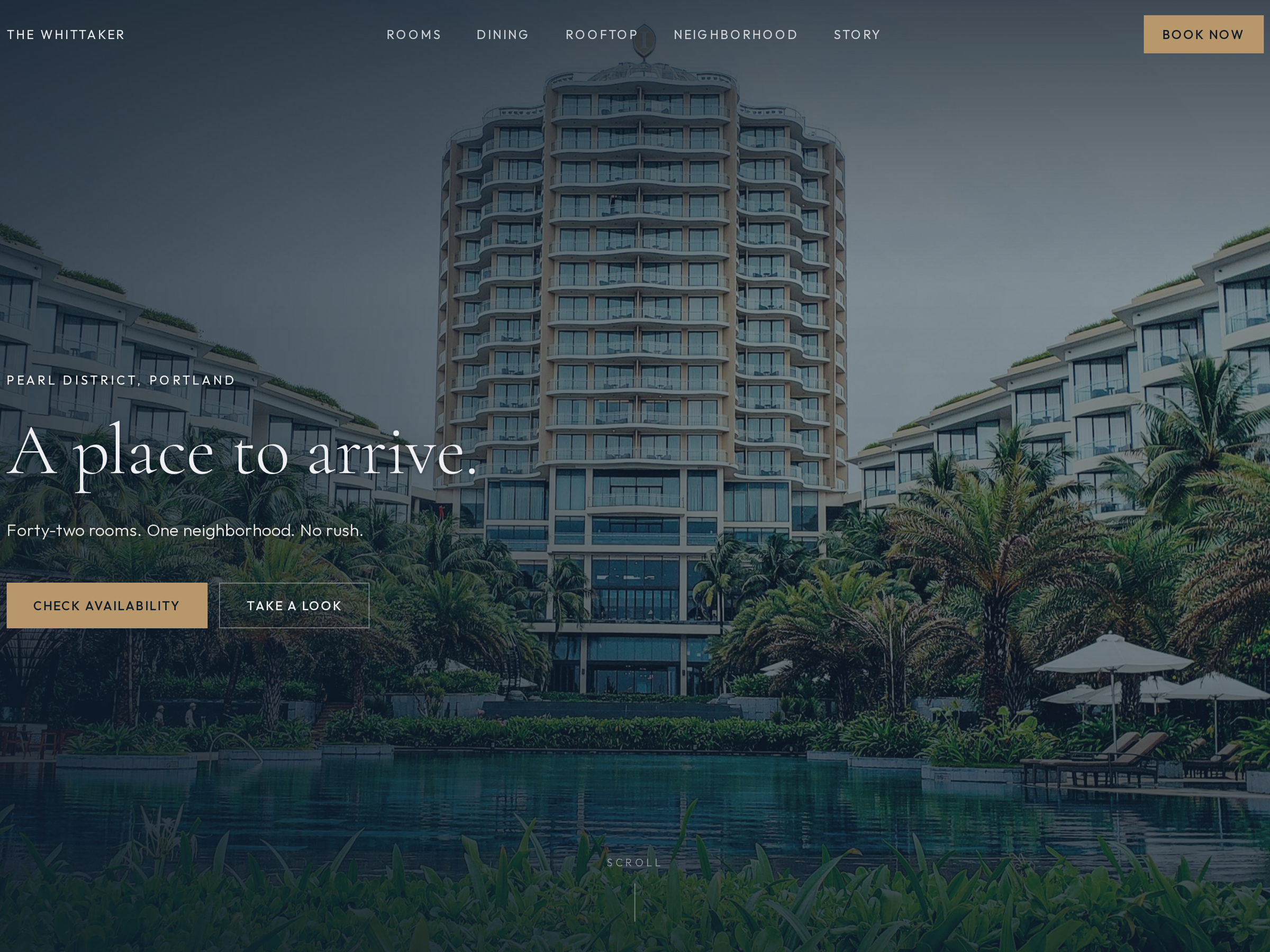 The Whittaker — boutique hotel art direction booking branding editorial hospitality hotel luxury ui visual design web design
