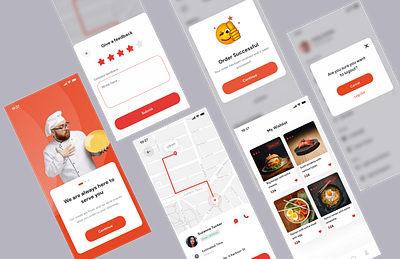 Mobile App Design for Food Delivery app app design branding design figma food delivery mobile app mobile app design prototyping red ui uiux user experience user interface userexperience