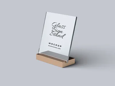Glass Sign Stand Mockup psd template