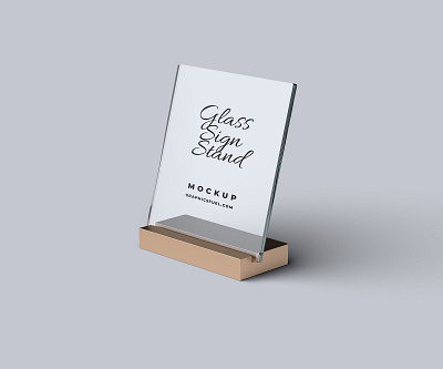 Glass Sign Stand Mockup psd template