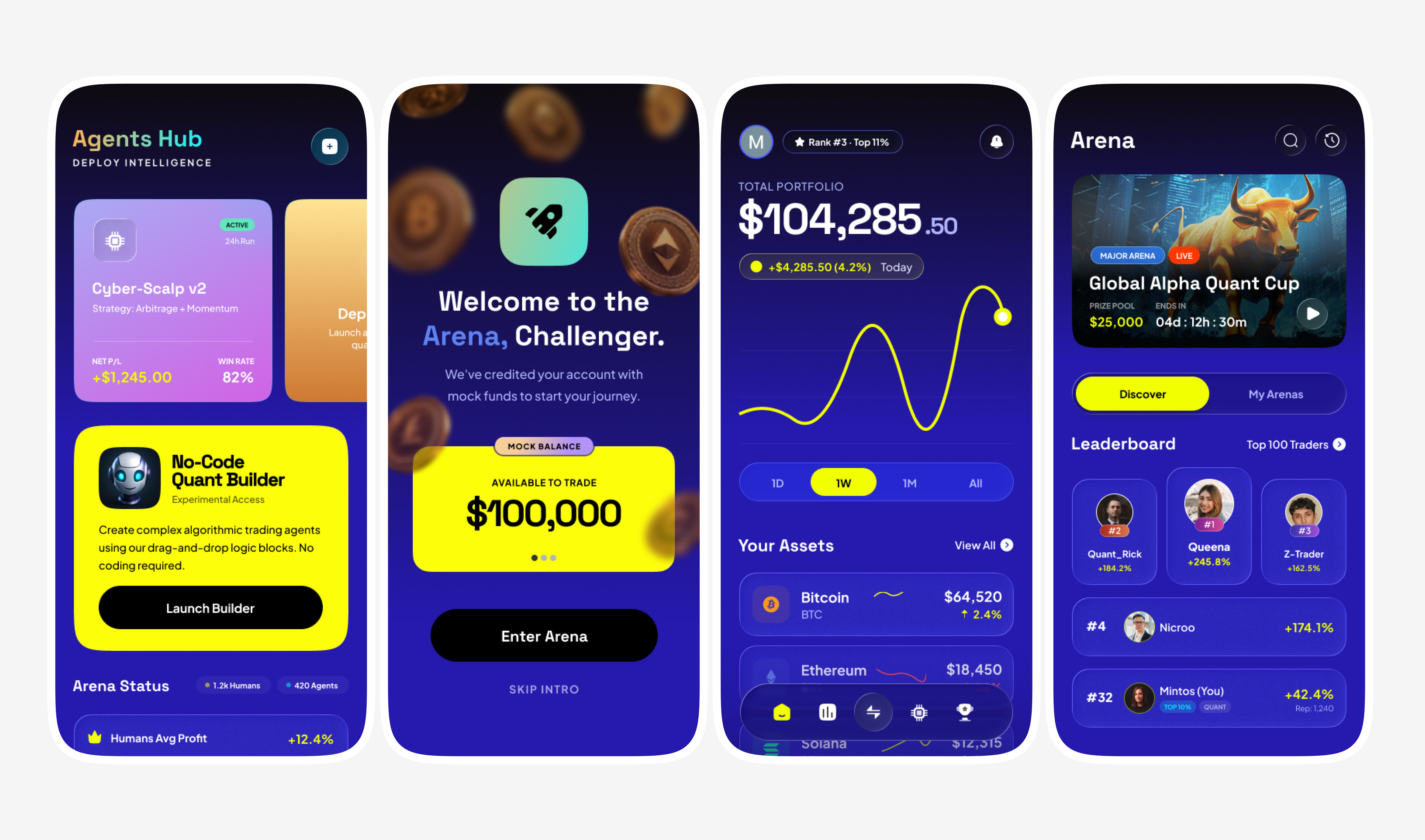 Roostoo Redesign — Crypto Trading Simulator App | Before & After binance challenge coinbase competition crypto crypto exchange crypto trading finance fintech gamification leaderboard mobile okx product design simulator trading trading game trading simulator ui ux