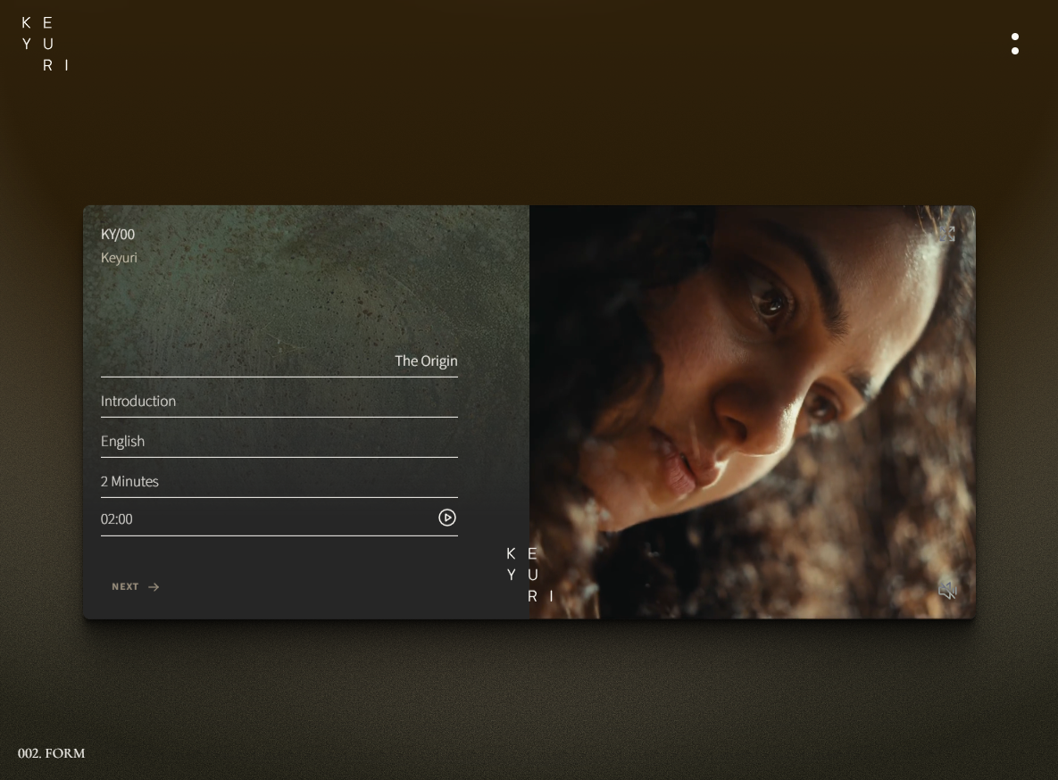 "Keyuri" - Actress Nithya Menen's film studio website animation cinema cinematic creative studio design earth tones editorial film production framer framer expert framer site interaction design minimalist portfolio premium ui design ux ux design web design website design