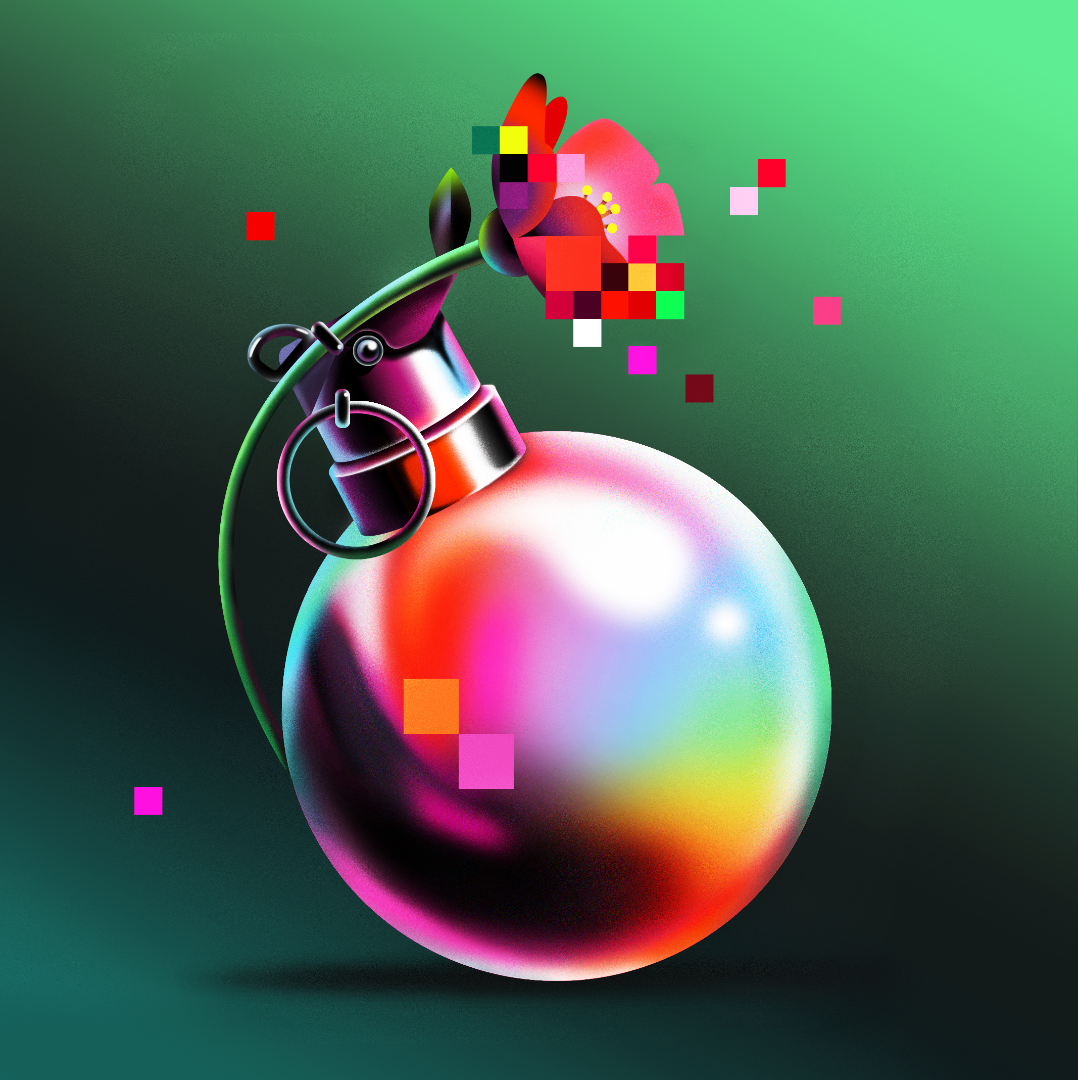 The World We Made 3d color flower gradient green illustration texture