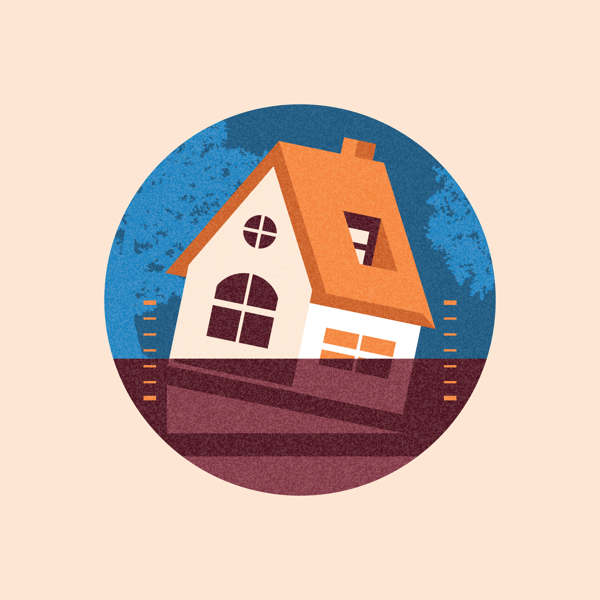 Ways to reduce the risk of subsidence (Which? Money) crooked home house illustration infographic sink soil subsidence