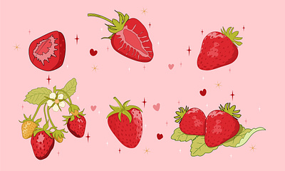Strawberry clip art branding cute de daily inspiration design design for sell fruit graphic design graphic vector illustration inspiration logo strawberry strawberry art ui vector