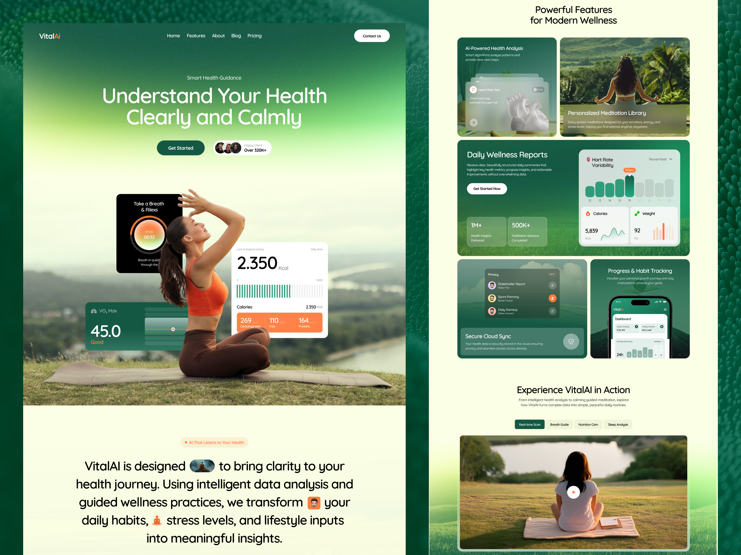 AI-powered Health & Wellness ai design health wellness health tracking hr rumen lading page tracker ui ux web web design website wellness