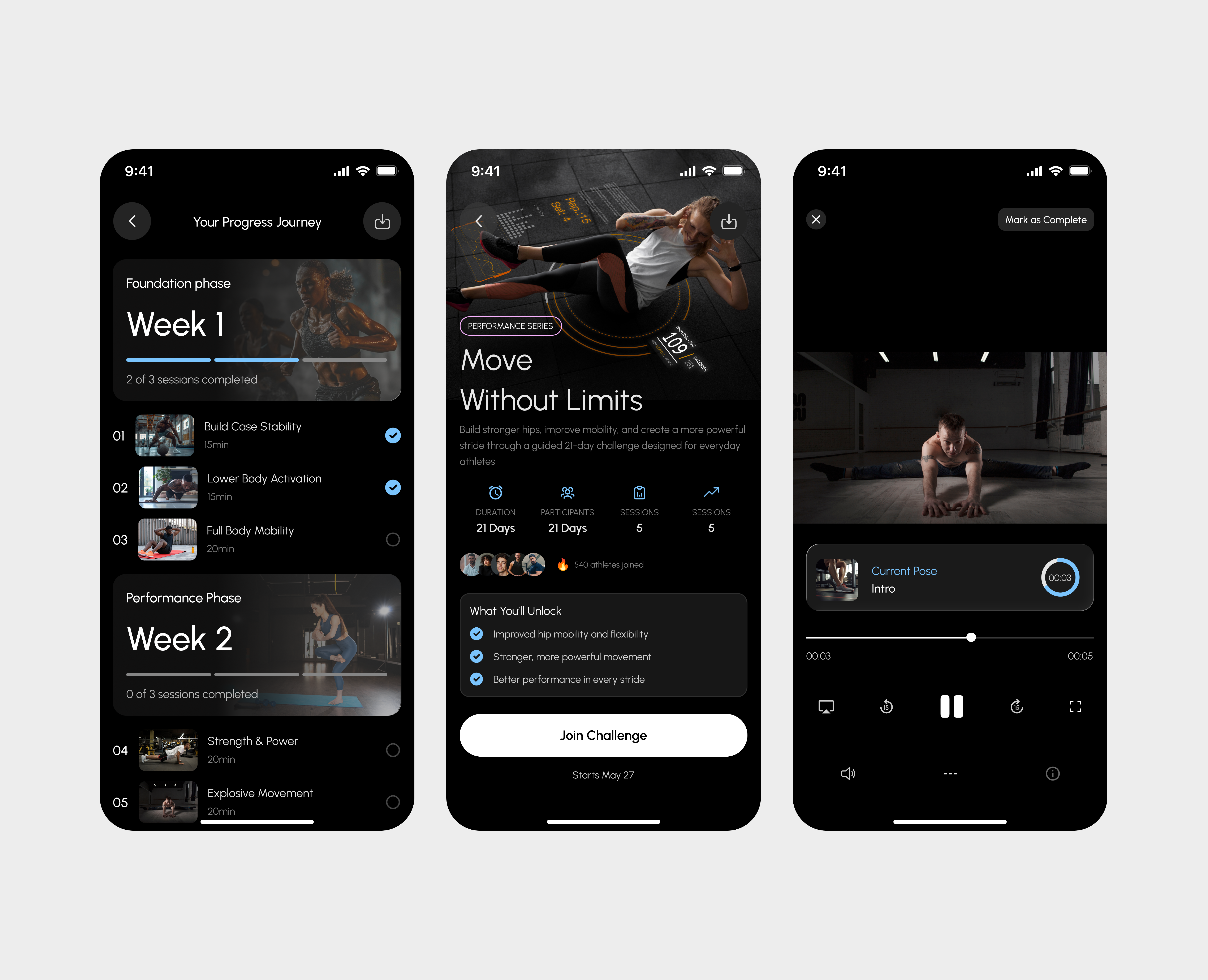 Fitness Mobile App app design challenge app dark mode figma fitness app fitness dashboard fitness ui gym app health app mobile app mobile ui modern ui product design sports app training app ui design user experience ux design wellness app workout app