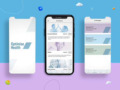 Optimise Health Mobile App animation app design graphic design