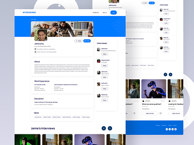 User Profile - Interviewer about me ceo profile company profile doctor profile follow followers instractor profile landing page likedin personal profile profession professional profile profile skill student profile teacher profile ui user profile video interview work experience