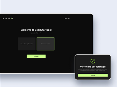 Welcome page | SeedStartups app design page ui ux uxwriting webapp welcome