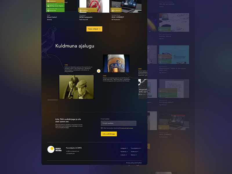 Kuldmuna Arhiiv Webpage archive awards design estonianawards hero landing minimal responsive responsive design ui ux web web design webpage