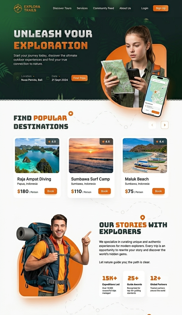 Explora Trails Wordpress Elementor branding graphic design ui ux website wordpress elementor