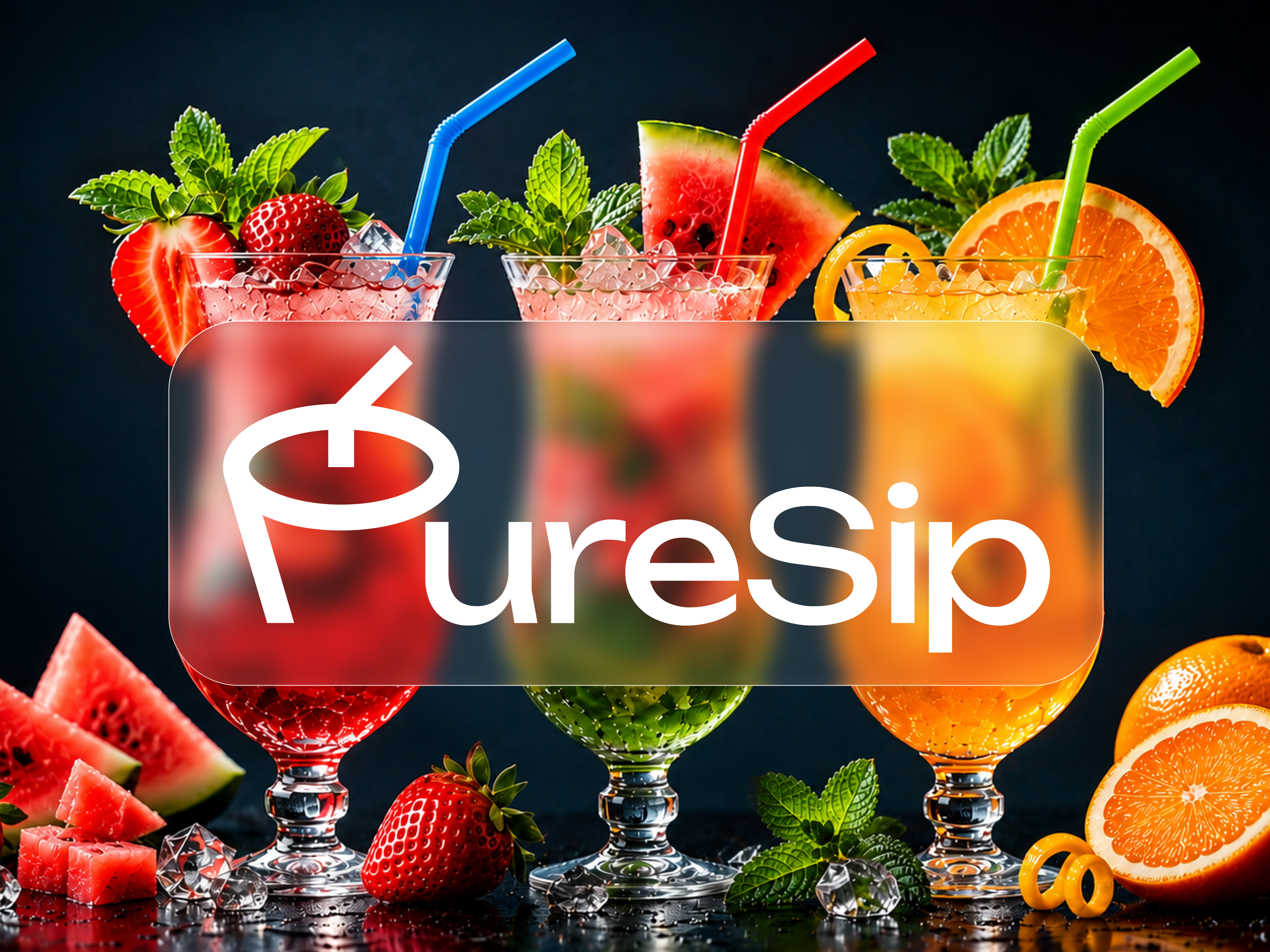 PureSip - Creative Juice, Organic Fruit Drink, Logo Design best logo beverage branding branding creative juice logo drink fresh juice fruit juice logo juice logo designer juice logo maker letter p logo lettermark logo minimal logo monogram logo organic fruit juice proficient studio smoothie branding typography unique logo wordmark