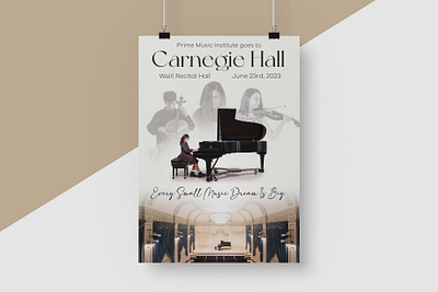 Classic Music Event Poster Design for Prime Music Institute academy artists carnegi hall classic music concert event institute kids new york piano violin