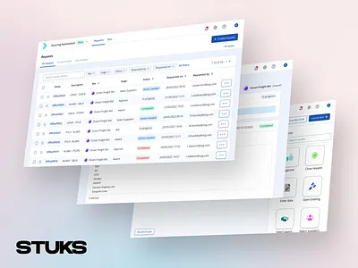 UX/UI Design for Keelvar's Sourcing Automation Platform app design desktop application filters navigation perspective search sorting styleguide table table with filters table with sorting tabs top navigation ui ui design ui shots ux ux design