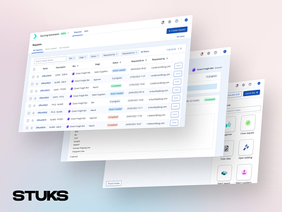 UX/UI Design for Keelvar's Sourcing Automation Platform app design desktop application filters navigation perspective search sorting styleguide table table with filters table with sorting tabs top navigation ui ui design ui shots ux ux design