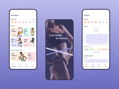 Woman’s Fitness App application fitness mobile app sport training ui ux uxui women womens fitness workout