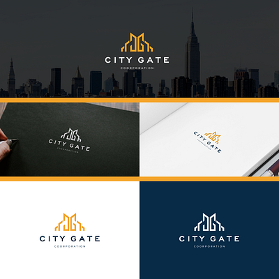 CITY GATE BUILDING LOGO 3d branding graphic design logo