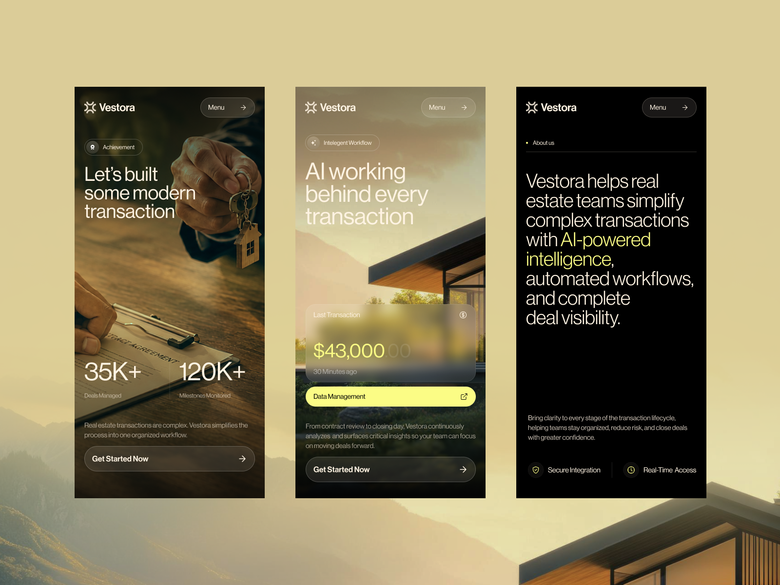 Vestora - AI transaction management platform - Mobile version