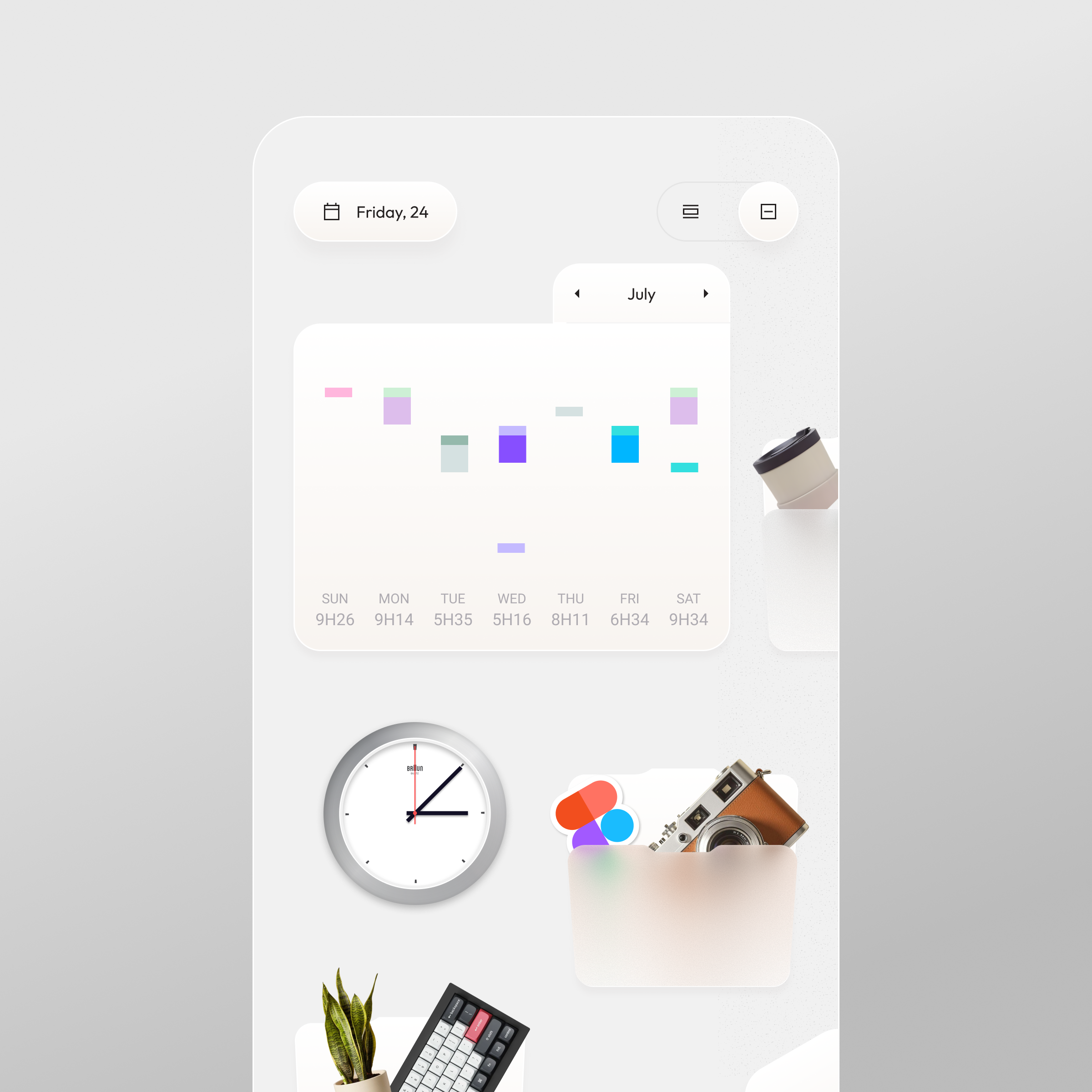 Playing with Light, Depth, and Interaction app app design fintech interface ios mobile mobile app neumorphism note soft ui widget widgets
