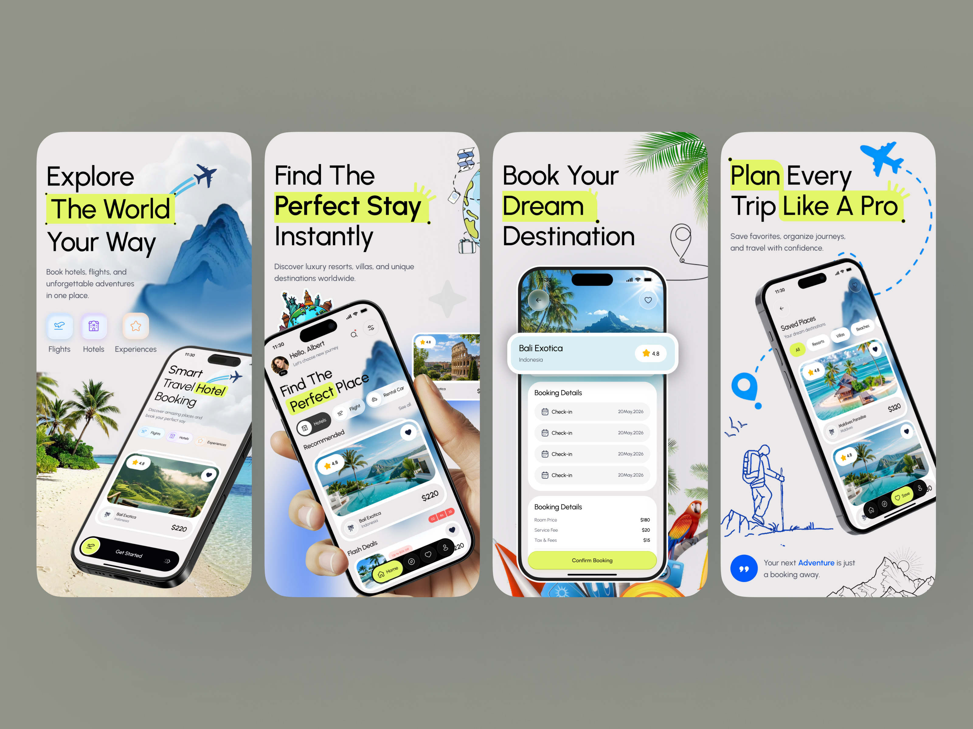Travel Booking App — App Store Screenshots Design app app design app store app store design app store preview app store screenshot ui app store screenshots design google play google store mobile app mobile app screenshot mobile ui premium app store screenshots travel app travel booking travelapp tripplanner ui design web3