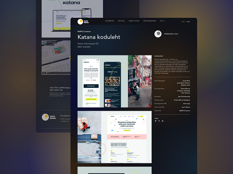 Kuldmuna Arhiiv Webpage archive awards hero landing mobile nopecreative responsive responsive design ui ux uxui web webdesign